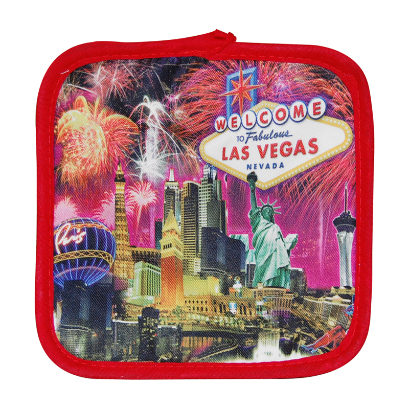 Las Vegas Fireworks Theme Pot Mitt, Red