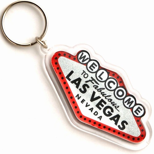 Las Vegas Sign Shaped Acrylic Key Chain with Glitter