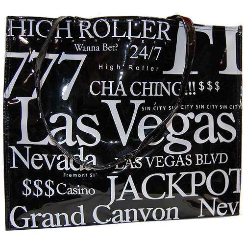 Las Vegas City B/W Letter Tote Bag, Large