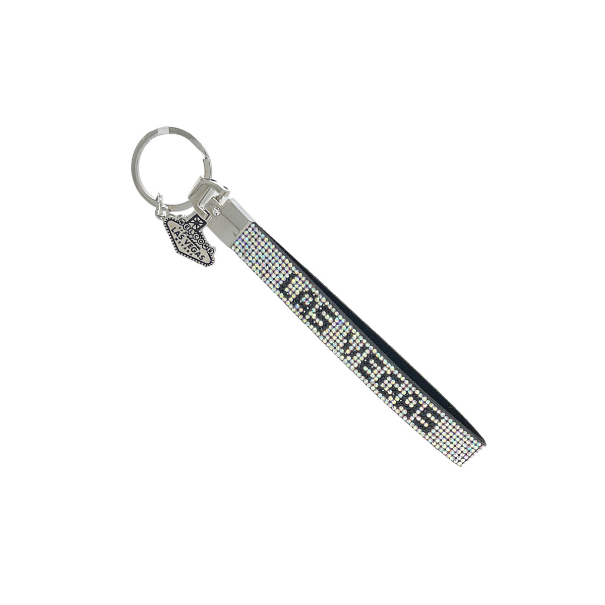 Las Vegas Wristlet Keychain - Pearl/Black Rhinestone