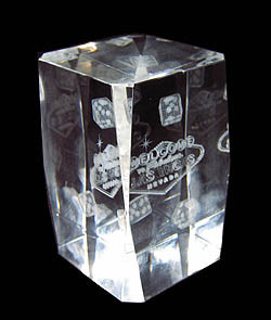 3D Laser-Etched Crystal - Las Vegas, Small