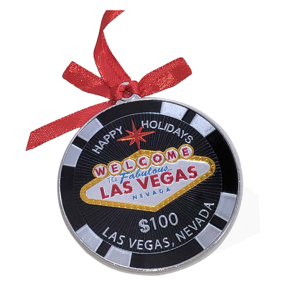 Las Vegas $100 Black Poker Chip Medallion Ornament