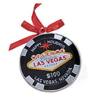 Las Vegas $100 Black Poker Chip Medallion Ornament