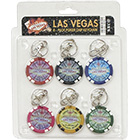 Las Vegas Porker Chip Assorted Keychains - Set of 6