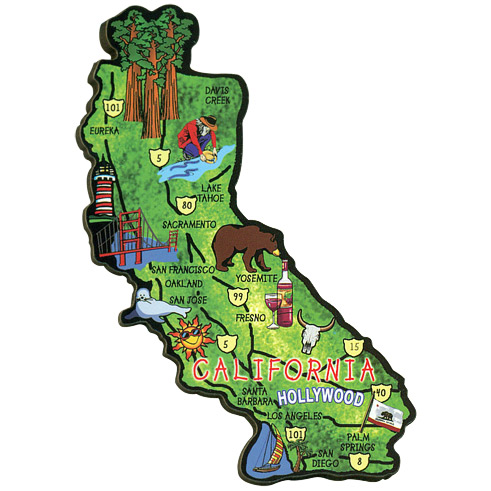 California State Map Wood Magnet