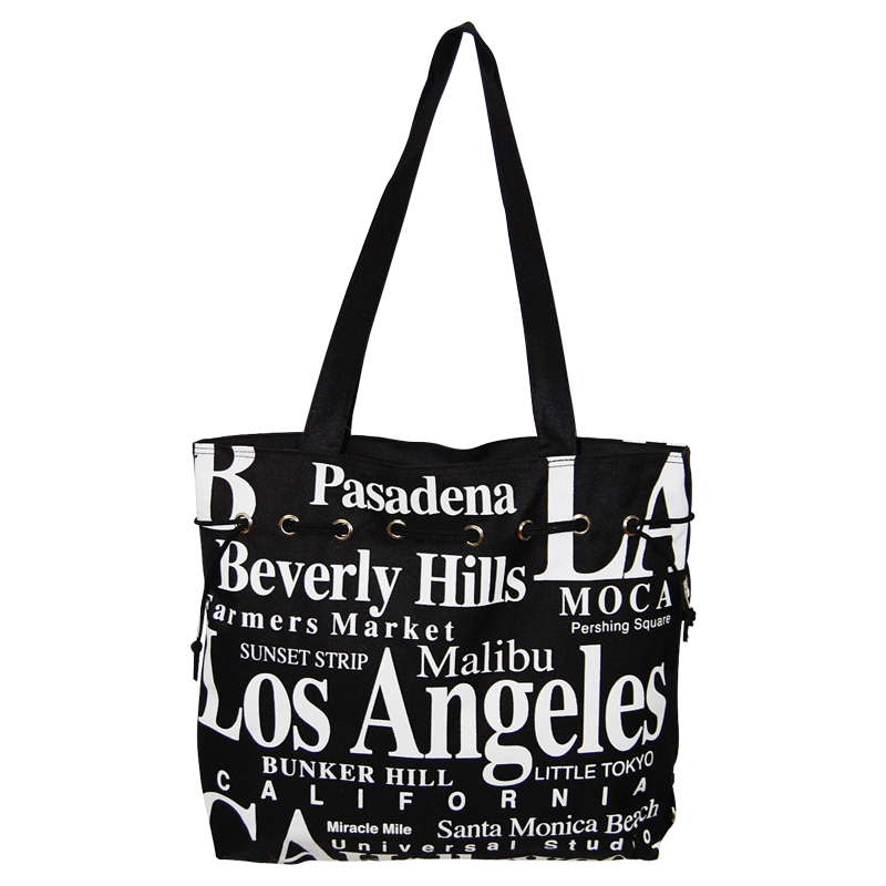 Los Angeles Canvas Tote Bag with Top Zipper, 14.5