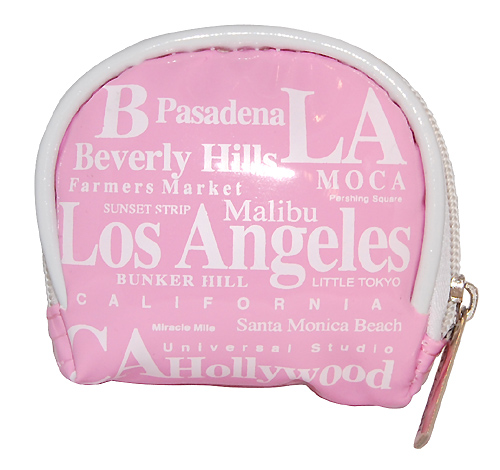 Los Angeles Gift - Coin Bag, Pink/White Typography