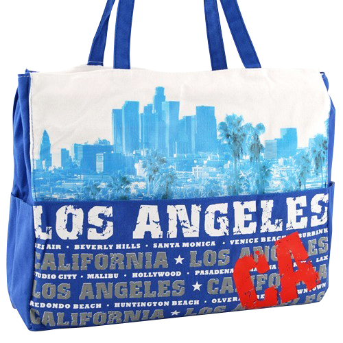 Los Angeles CA City View Tote Bag, Blue