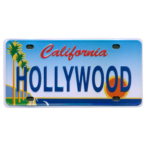 Hollywood Mini License Plate Magnet - Metal