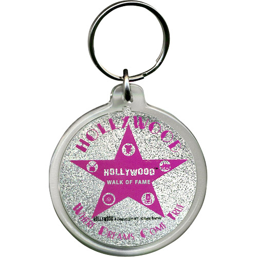 Hollywood Walk of Fame Star Acrylic Key Chain - Pink Glitter