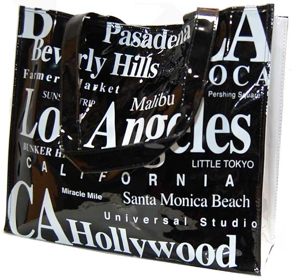 Los Angeles City PVC Tote Bagin B/W Letter, 14L