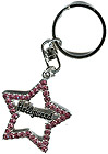 Hollywood Souvenir Star Shaped Key Chain with Pink Rhinestones