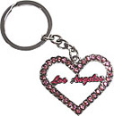 LA Souvenir Heart Shaped Keychain with Pink Rhinestones