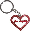 LA Souvenir Heart Shaped Keychain with Red Rhinestones