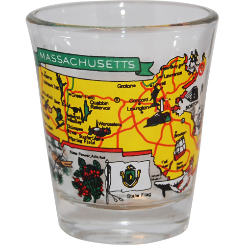 Massachusetts State Map Souvenir Shot Glass