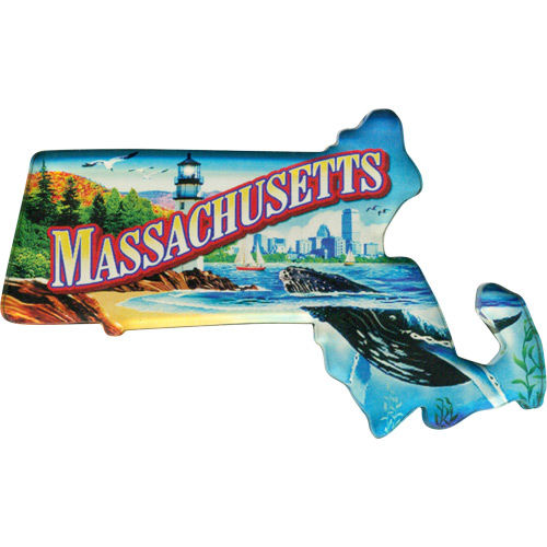 Massachusetts Scenes State Map - Large Acrylic Magnet