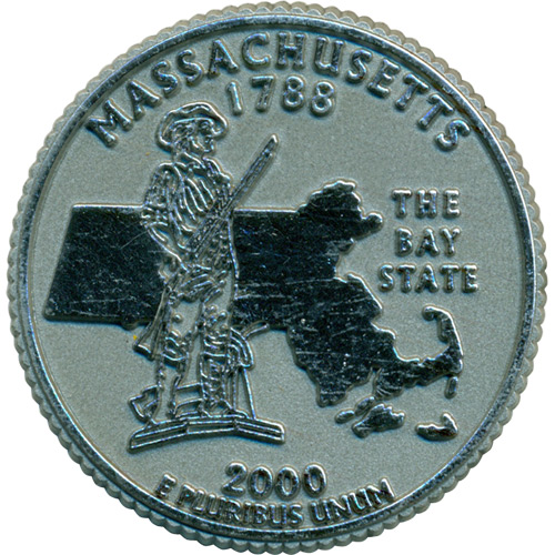 Massachusetts State Quarter Magnet - Rubber, 2.5D