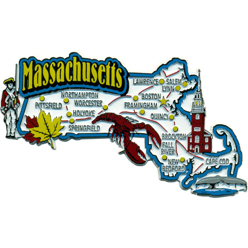 Massachusetts Map - Refrigerator Magnet