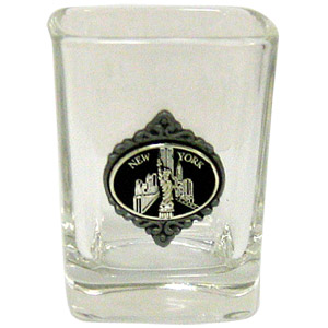 New York Souvenir Shot Glass with Pewter Emblem
