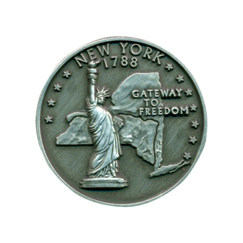 New York State Souvenir Quarter Coin Magnet - Pewter, 1.25D