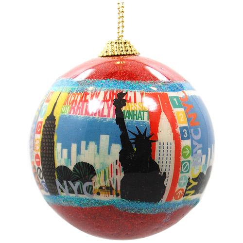 New York City Skyline, Red Ornament Ball