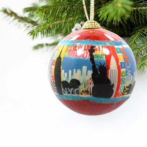 New York City Skyline, Red Ornament Ball, photo-2