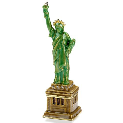 Statue of Liberty Enamel Jeweled Trinket Box