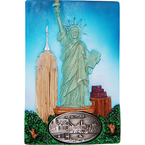New York Souvenir Magnet with Pewter Emblem