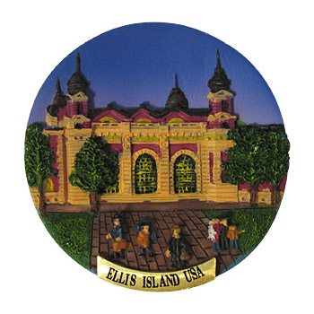 Ellis Island Mini Plate Magnet, 3D