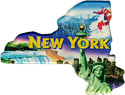 New York Scenes State Map - Large Acrylic Magnet