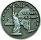 New York State Souvenir Quarter Coin Magnet - Pewter, 1.25D