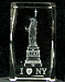 3D Laser-Etched Crystal - I Love NY