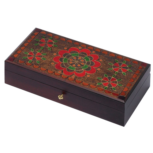 Large Polish Carved Box - Floral, 13-5/8L