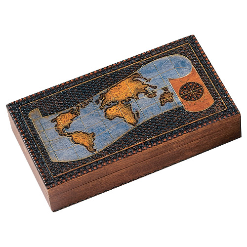 Wooden Polish Box - World Map Box, 8