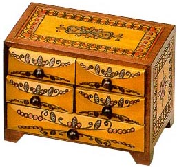 Wooden Polish Box - Fancy Five-Drawer Mini Chest, 7.75