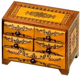 Wooden Polish Box - Fancy Five-Drawer Mini Chest, 7.75L