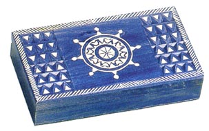 Carved Wooden Box - Ships Wheel, 7.75L