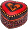 Polish Heart Shaped Wooden Box, 2-7/8L