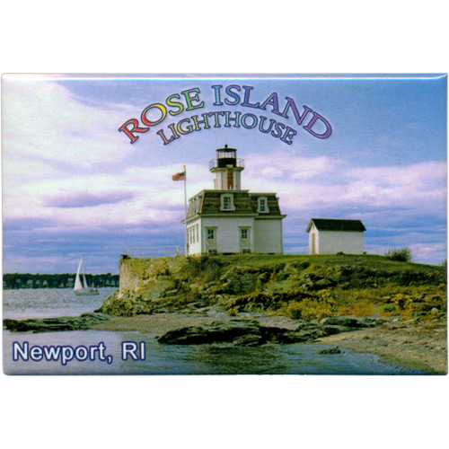 Rose Island Lighthouse Souvenir Metal Magnet