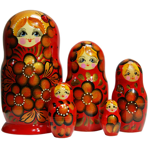 7 Doll Set - 5 Nesting Dolls