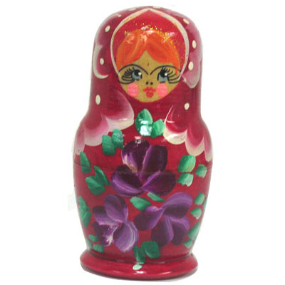 3 Miniature Russian Doll Set - 5 Nesting Dolls, Red