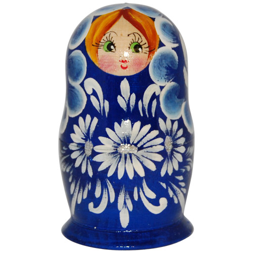 3.5 Miniature Russian Doll Set - 5 Nesting Dolls, Blue