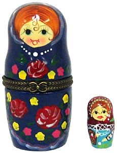 3.5 Porcelain Hinged Box Nesting Doll, Blue