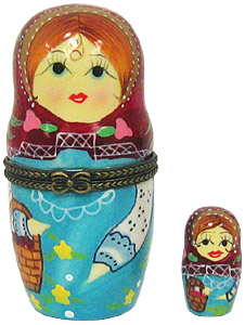 3.5 Porcelain Hinged Box Nesting Doll, Magenta