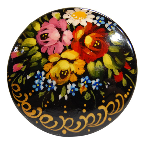 Russian Lacquered Pin - Round Shape