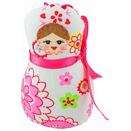 Russian Doll Decorative Plush Ornament - White