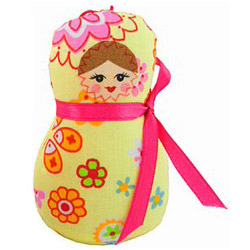 Russian Doll Decorative Plush Ornament - Yellow
