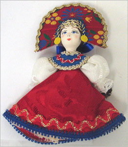 Russian Doll Ornament - Assorted Red/Pink Skirt