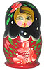 3 Miniature Russian Doll Set - 5 Nesting Dolls, Black/Red