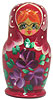 3 Miniature Russian Doll Set - 5 Nesting Dolls, Red